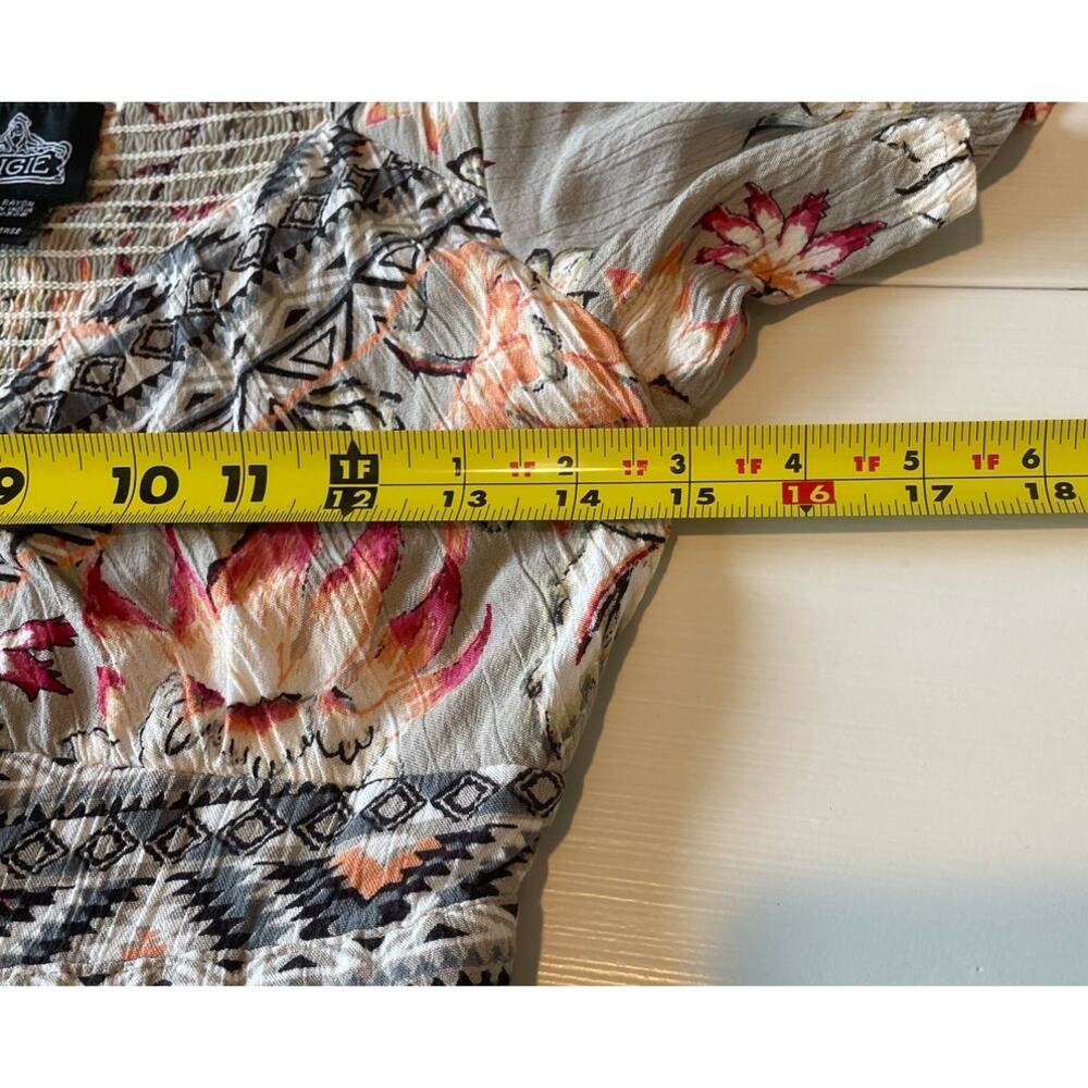 Angie Cutout Front Boho Romper Sz M Pockets Smocked Back V-Neck Flutter Sleeves - Picture 10 of 12